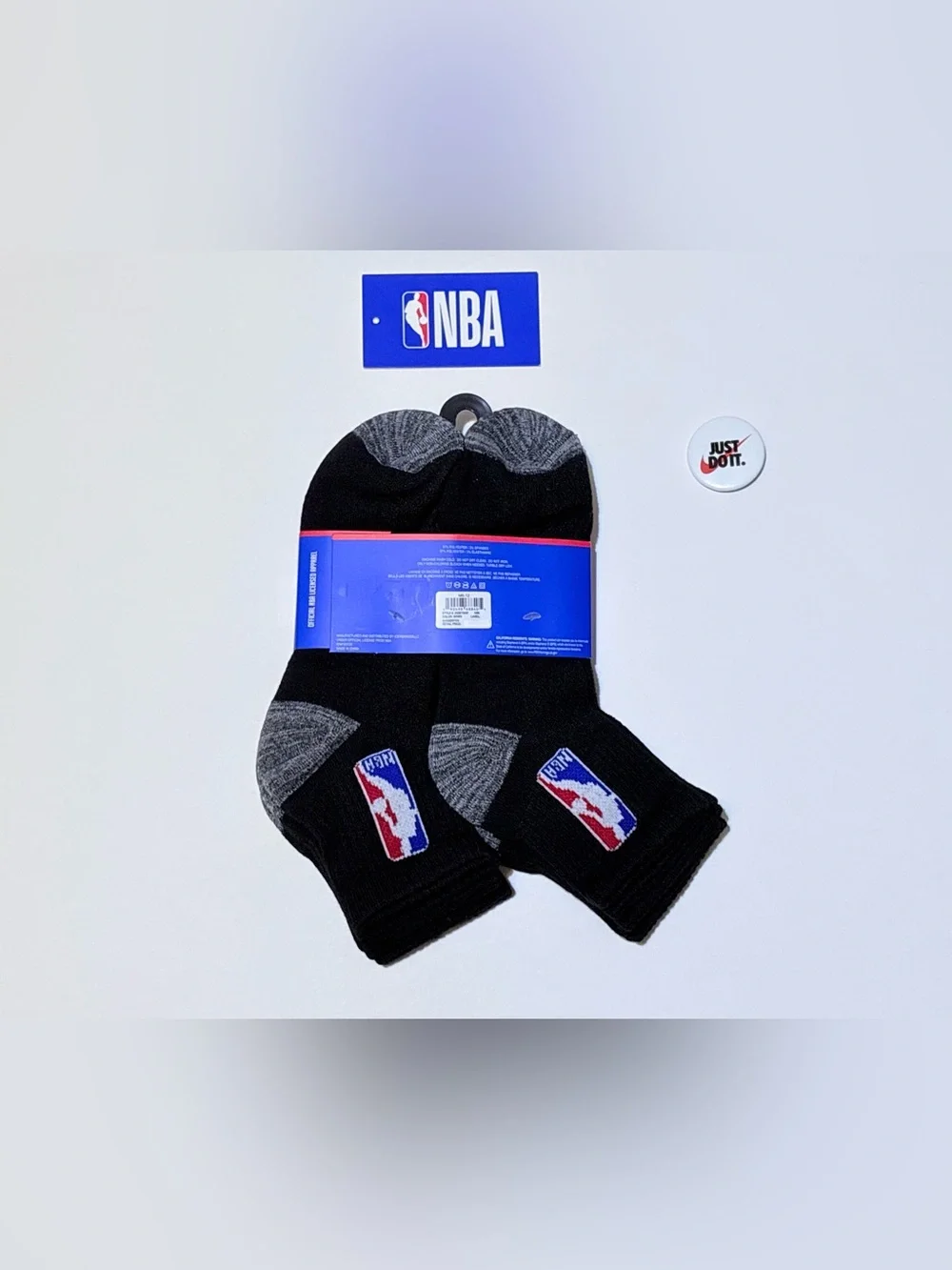 NBA Men's Quarter Crew Socks 6-Pack - Black & Gray